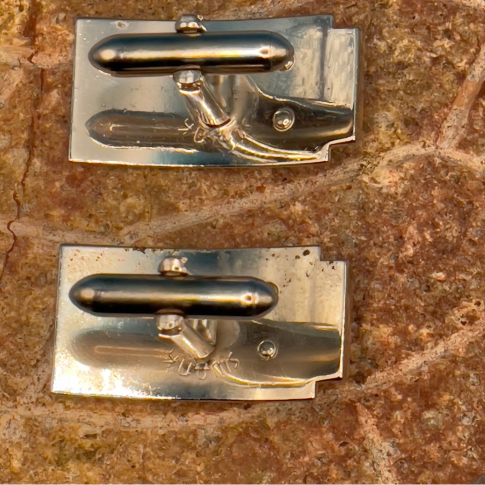Vintage Swank Gold Tone Mother of Pearl Initial B Monogram Cufflinks 👔 - Picture 7 of 8
